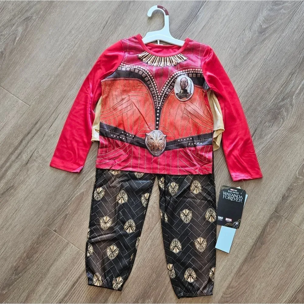Marvel Black Panther Wakanda Forever Red Black and Gold Pajamas Kids XS